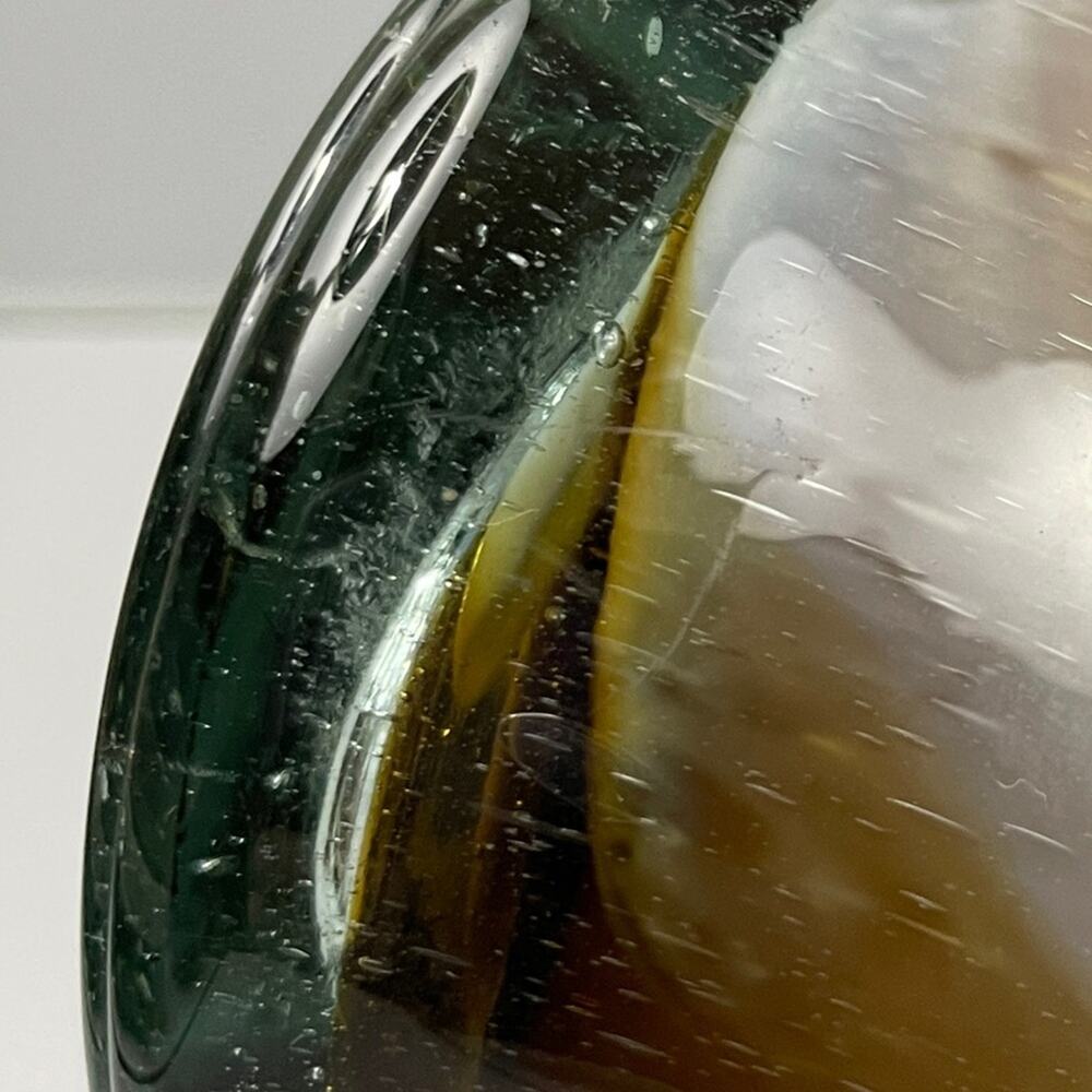 Hand Blown Stretch Art Glass‎ Basket Vase MCM Amber Brown 11" - Picture 11 of 11